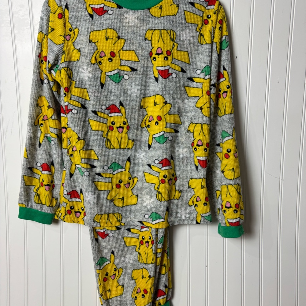 Pokemon Gray and Green Pajama Set with Pikachu Design